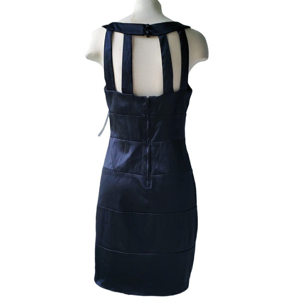 NWT Bisou Bisou Black Satin Bandage Dress Super Sexy Classy Cocktail Party Sz 10 - Picture 3 of 16